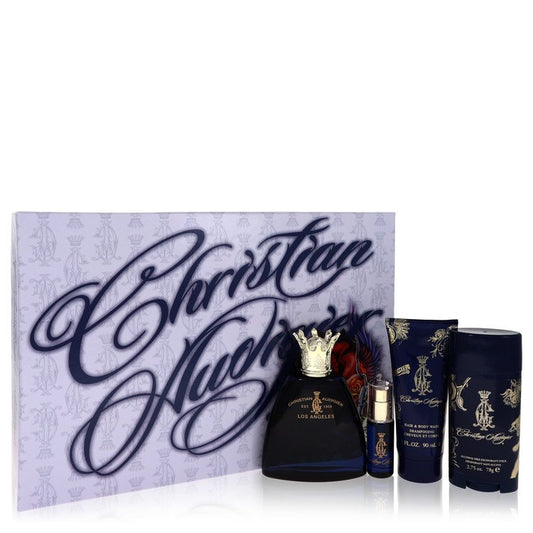 Christian Audigier         Gift Set - 3.4 oz Eau De Toilette Spray + .25 oz MIN EDT + 3 oz Body Wash + 2.75 Deodorant Stick         Men-0