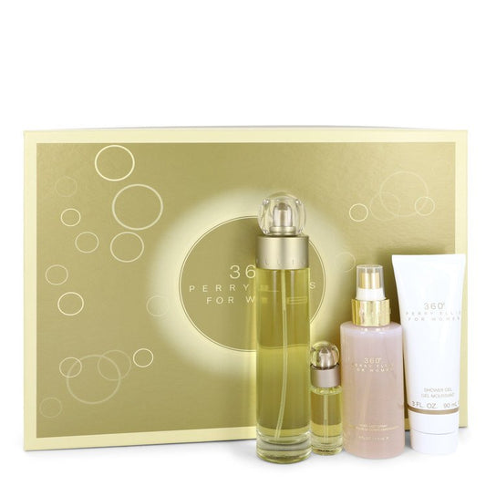 Perry Ellis 360         Gift Set - 3.4 oz Eau De Toilette Spray + 4 oz Body Mist + 3 oz Shower Gel + .25 Mini EDT Spray         Women-0