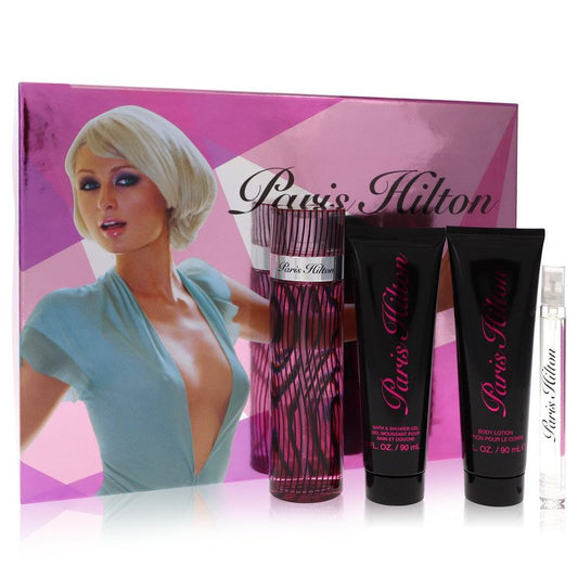 Paris Hilton         Gift Set - 3.4 oz Eau De Parfum Spray + 3 oz Body Lotion + 3 oz Shower Gel + .34 oz  Mini EDP Spray         Women-0